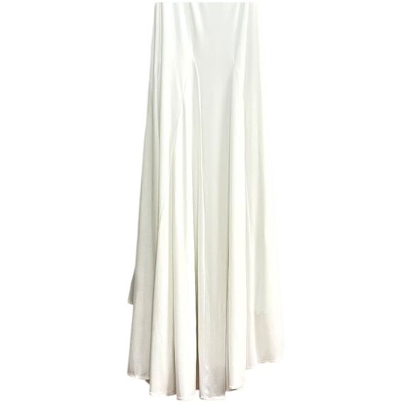 Mac Duggal Foldover Off-Shoulder Asymmetric Ruched White Jersey Maxi Gown sz 14 - Picture 10 of 16